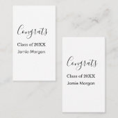 Congrats class of 20XX graduation name simple date Visitenkarte (Vorne/Hinten)