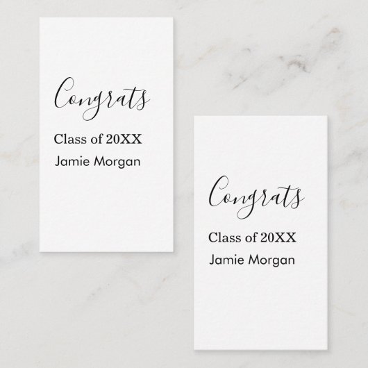 Congrats class of 20XX graduation name simple date Visitenkarte (Vorne/Hinten)