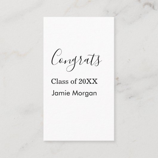 Congrats class of 20XX graduation name simple date Visitenkarte (Vorderseite)
