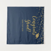 Congrats grad blue and gold Backdrop banner Wandteppich (Vorderseite (Horizontal))