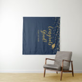 Congrats grad blue and gold Backdrop banner Wandteppich (Beispiel (Horizontal))