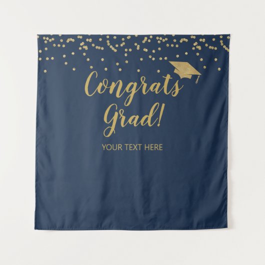 Congrats grad blue and gold Backdrop banner Wandteppich (Vorderseite)