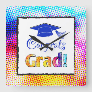 Congrats Grad Colors, Fun Quadratische Wanduhr