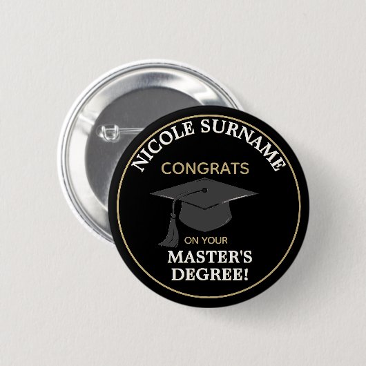 Congrats Grad! Master's degree custom Button (Vorne & Hinten)