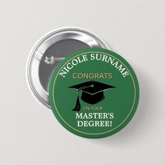 Congrats Grad! Master's degree custom Button (Vorne & Hinten)