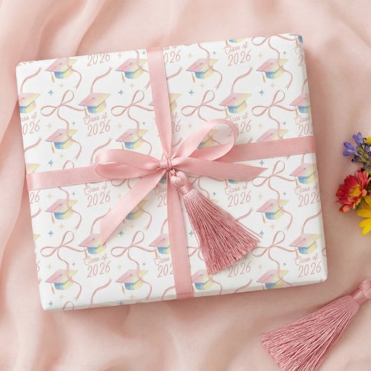 Congrats Grad Watercolour Grad Cap Class of 2026 Geschenkpapier Set