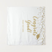 Congrats grad white and gold Backdrop banner Wandteppich (Vorderseite (Horizontal))