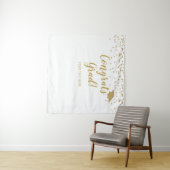 Congrats grad white and gold Backdrop banner Wandteppich (Beispiel (Horizontal))