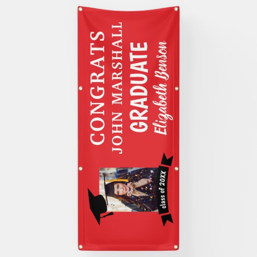 Congrats Graduate Custom Banner Red (Vertikal)