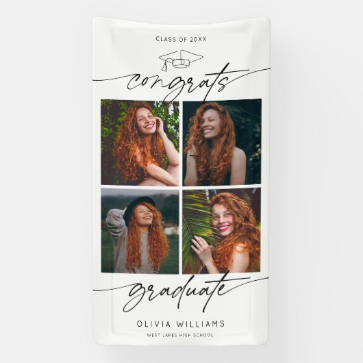 Congrats Graduate Hand Drawn Script Photo Collage Banner (Vertikal)