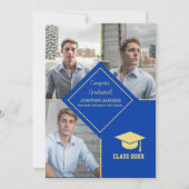 Congrats Graduated Collage 3 Photos Blue Ankündigung (Vorderseite)