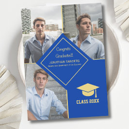 Congrats Graduated Collage 3 Photos Blue Ankündigung