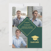 Congrats Graduated Collage 3 Photos for Him Green Ankündigung (Vorderseite)