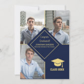 Congrats Graduated Collage 3 Photos for Him Navy Ankündigung (Vorderseite)