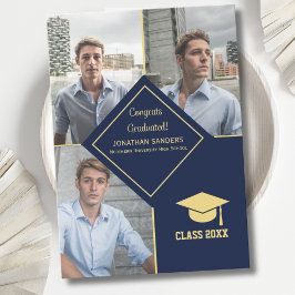 Congrats Graduated Collage 3 Photos for Him Navy Ankündigung