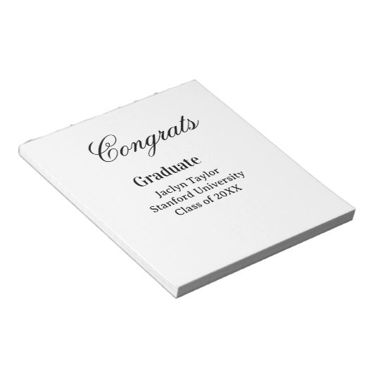 Congrats graduation name university name class of notizblock (angewinkelt)