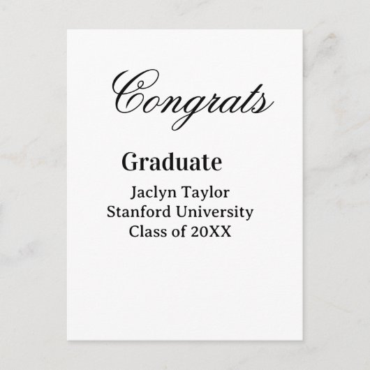 Congrats graduation name university name class of postkarte (Vorderseite)