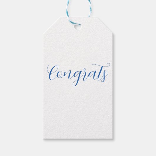 congrats name blue stylish graduation date year geschenkanhänger (Vorderseite)