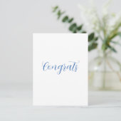 congrats name blue stylish graduation date year postkarte (Stehend Vorderseite)