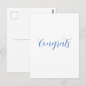 congrats name blue stylish graduation date year postkarte (Vorne/Hinten)