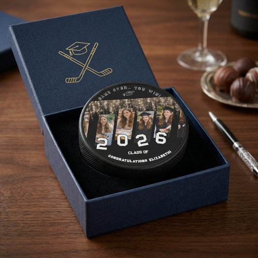 Congrats Name Party Graduation Class Off.. Favor  Eishockey Puck