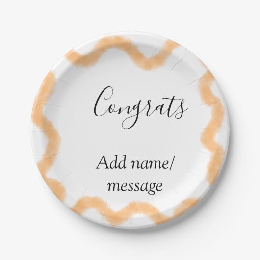 Congrats orange spiral Spanish border boho retro n Pappteller (Vorderseite)