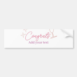 congrats wine glass stars pink pastel bold retro g autoaufkleber