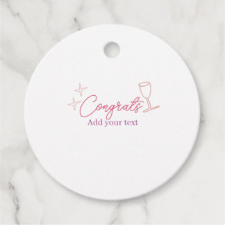 congrats wine glass stars pink pastel bold retro g geschenkanhänger