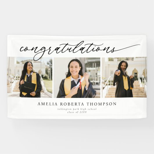 Congratulations 3 Photo Graduation Banner (Horizontal)