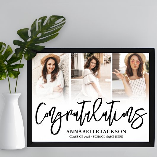 Congratulations 3 Photo Graduation Poster