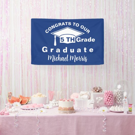 Congratulations 5th Grade Graduation Blue Banner (Party)