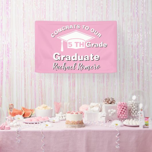 Congratulations 5th Grade Graduation Pink Banner (Party)