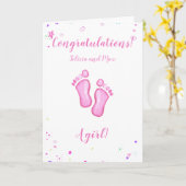 Congratulations a baby girl customizable names karte (Gelbe Blume)