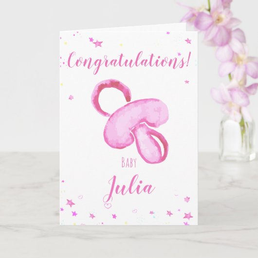 Congratulations a baby girl customizable names karte (Orchidee)