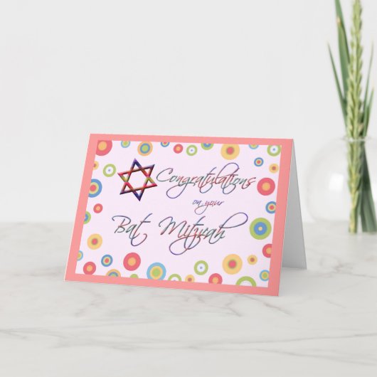 Congratulations/Bat Mitzvah-Colorful Star of David Karte (Vorderseite)