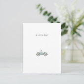 Congratulations Blue Car New Baby Birth Card Postkarte (Stehend Vorderseite)