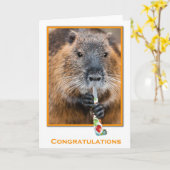 Congratulations card of beaver with flute karte (Gelbe Blume)