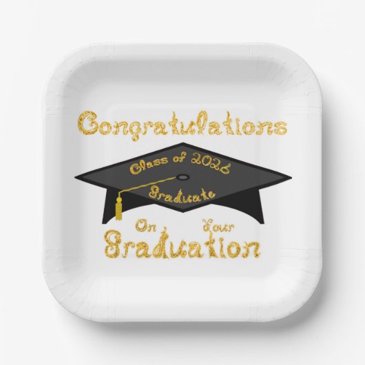 Congratulations Class of 2026 Graduate Black Cap Pappteller (Vorderseite)