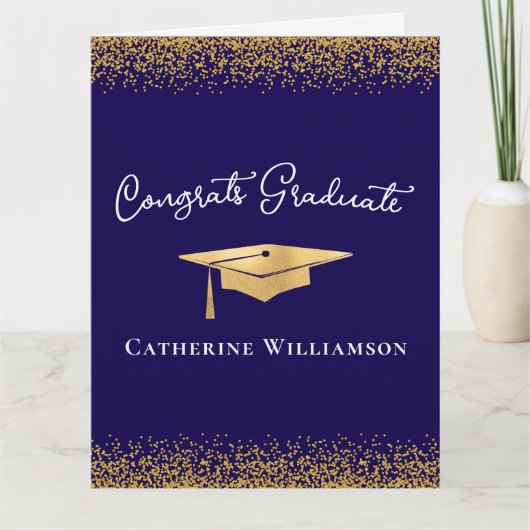 Congratulations Custom Elegant Gold Graduation  Karte (Vorderseite)