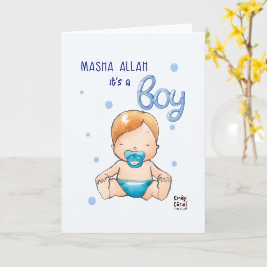 Congratulations - Cute Baby Boy Karte (Gelbe Blume)