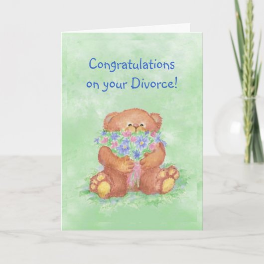 Congratulations Divorce Humor, Teddy Bear Flowers Karte (Vorderseite)