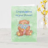 Congratulations Divorce Humor, Teddy Bear Flowers Karte (Gelbe Blume)
