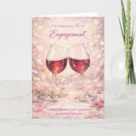 Congratulations Engagement Card - Wine Glasses Karte