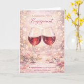Congratulations Engagement Card - Wine Glasses Karte (Gelbe Blume)