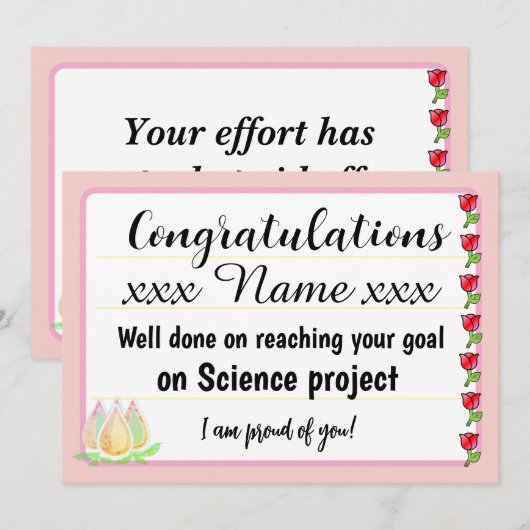 Congratulations Fantastic Effort Today Card Einladung (Vorne/Hinten)