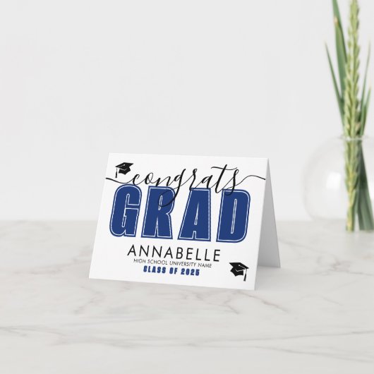 Congratulations Grad Blue Graduation Karte (Vorderseite)