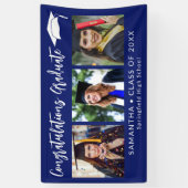 Congratulations Grad Cap Blue 3 Photo Graduation Banner (Vertikal)