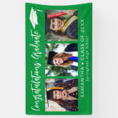 Congratulations Grad Cap Green 3 Photo Graduation Banner (Vertikal)