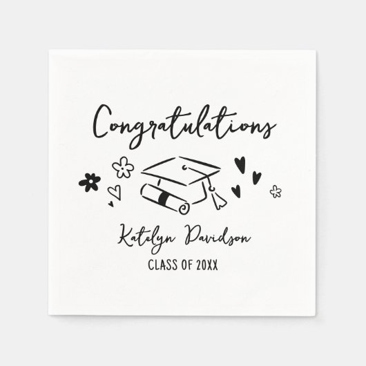 Congratulations Grad Doodle Beverage Serviette (Vorderseite)