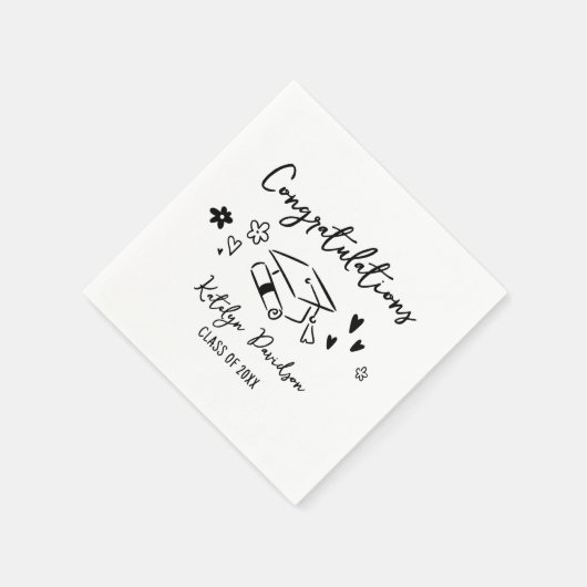 Congratulations Grad Doodle Beverage Serviette (Ecke)